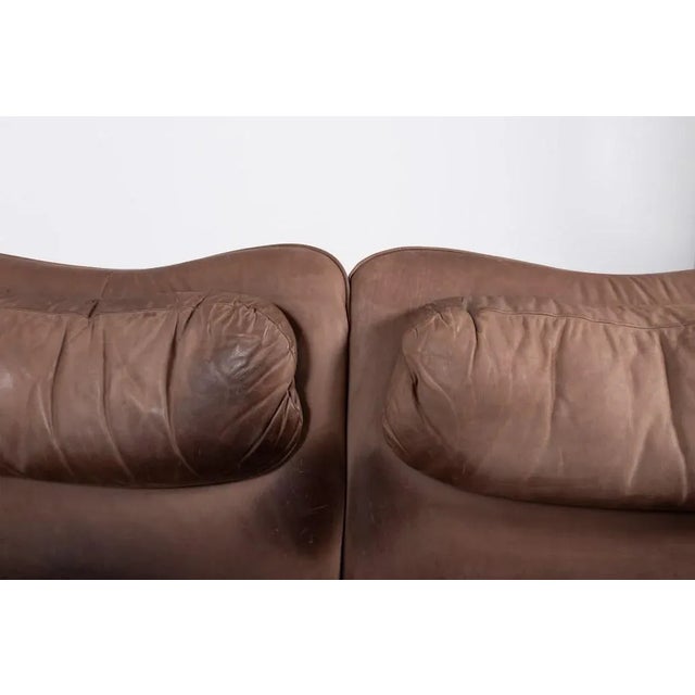 Vintage Aniline Leather 2 Seater Sofa, 1970s For Sale - Image 9 of 14