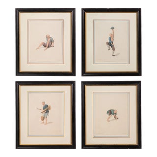 Antique Chinese Colored Engravings of 'Costumes of China'- a Set of 4 For Sale