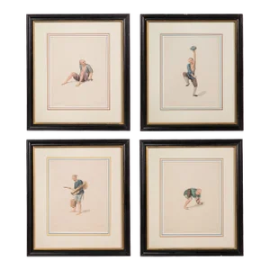 Antique Chinese Colored Engravings of 'Costumes of China'- a Set of 4