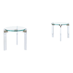 1970s Pair of Vintage Lucite and Nickle Side Tables by Charles Hollis Jones