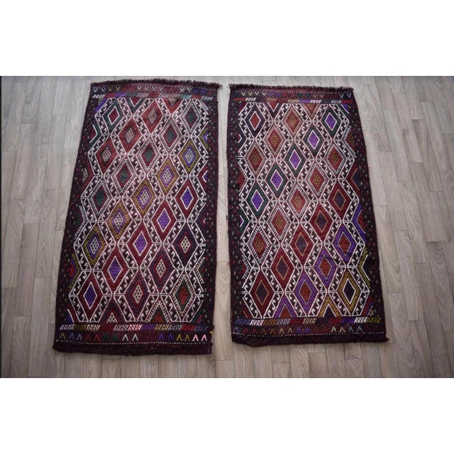 Textile Vintage Geometrical Jajim Cicim Kilim Rug - a Pair For Sale - Image 7 of 7