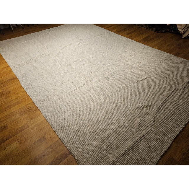 Brown Oversize Handwoven Jute Rug, Natural Fiber, Light Ivory, 12' x 18' For Sale - Image 8 of 9