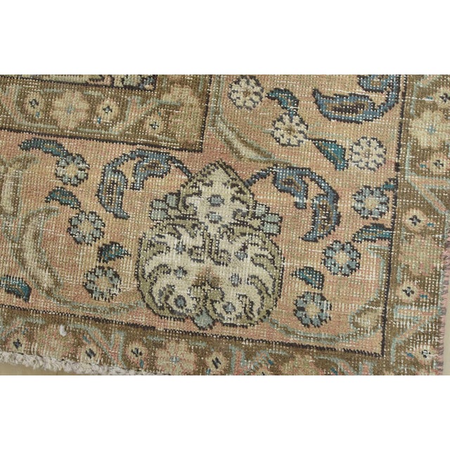 Tabriz Rug 7’9” X 10’8” Pink Wool Vintage Distressed Hand-Knotted Carpet For Sale - Image 4 of 15