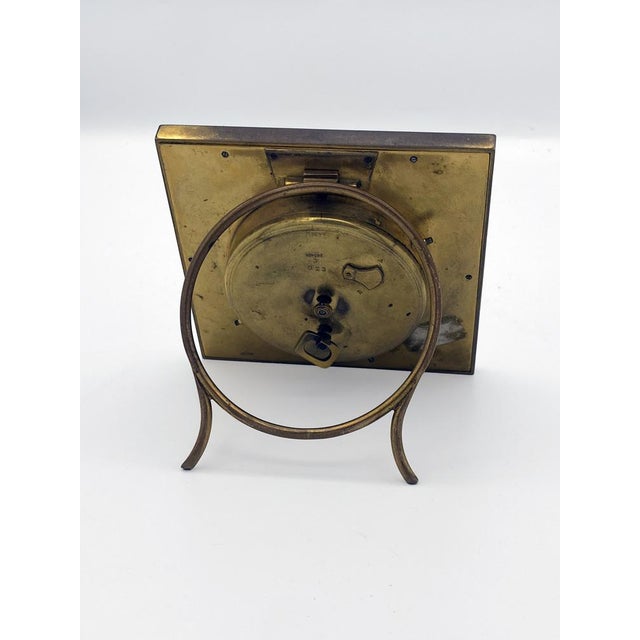 8 Day Desk Clock with Calendar and Brass Case from Philippe, Paris, 1920s For Sale - Image 3 of 9