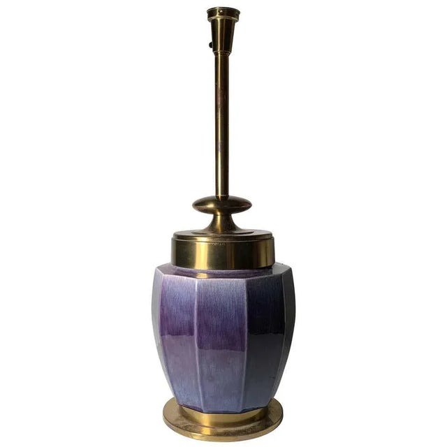Lavender Large Vintage Hollywood Regency Stiffel Ceramic Lamp For Sale - Image 8 of 8