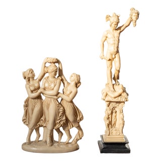 Classical Art Resin Sculptures in Ivory Finish, 1970s-1980s, Set of 2 For Sale