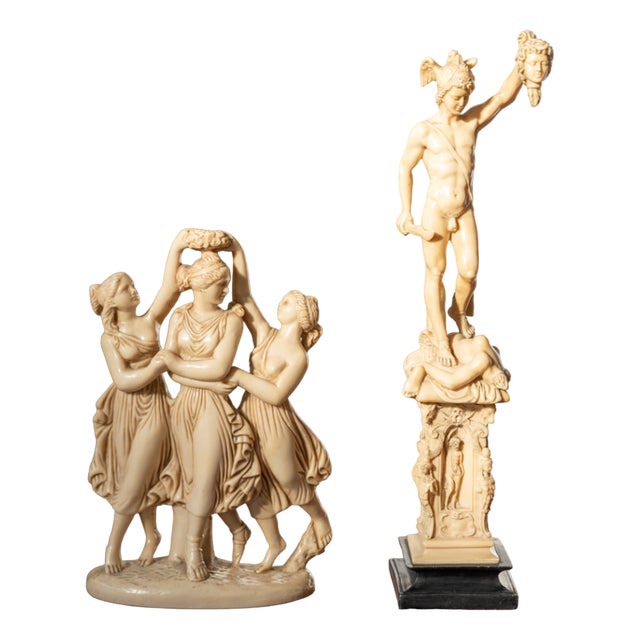 Classical Art Resin Sculptures in Ivory Finish, 1970s-1980s, Set of 2 For Sale