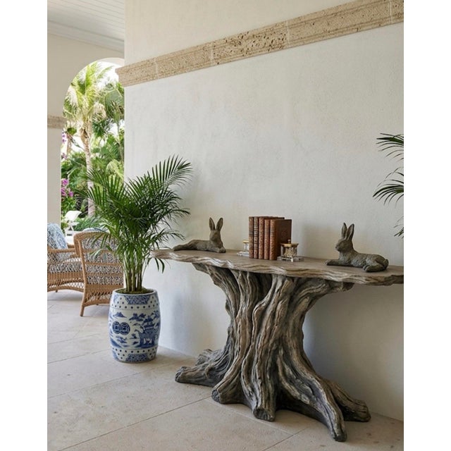 Greige Pair of Vintage Reclining Cast Stone Garden Hares For Sale - Image 8 of 11