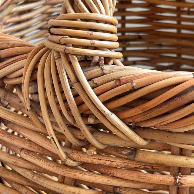 Tan Vintage French-Style Storage Basket W/ Low Rim Handle For Sale - Image 8 of 16