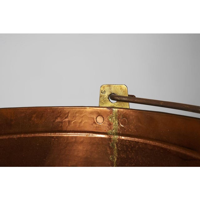 Large Rustic Red Copper Kettle with Handle, France, 1850s For Sale - Image 4 of 12