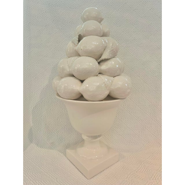 Vintage Blanc De Chine Ceramic Lemon Topiary Made in Portugal - Great For Sale - Image 9 of 11