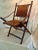 Brown Pair of Faux Bamboo Folding Leather and Wood Campaign Chairs with Brass Details For Sale - Image 8 of 12