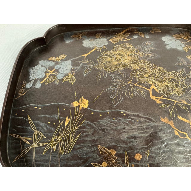 Brown Mid 20th Century Japanese Meiji Period Cast Metal Tray For Sale - Image 8 of 8
