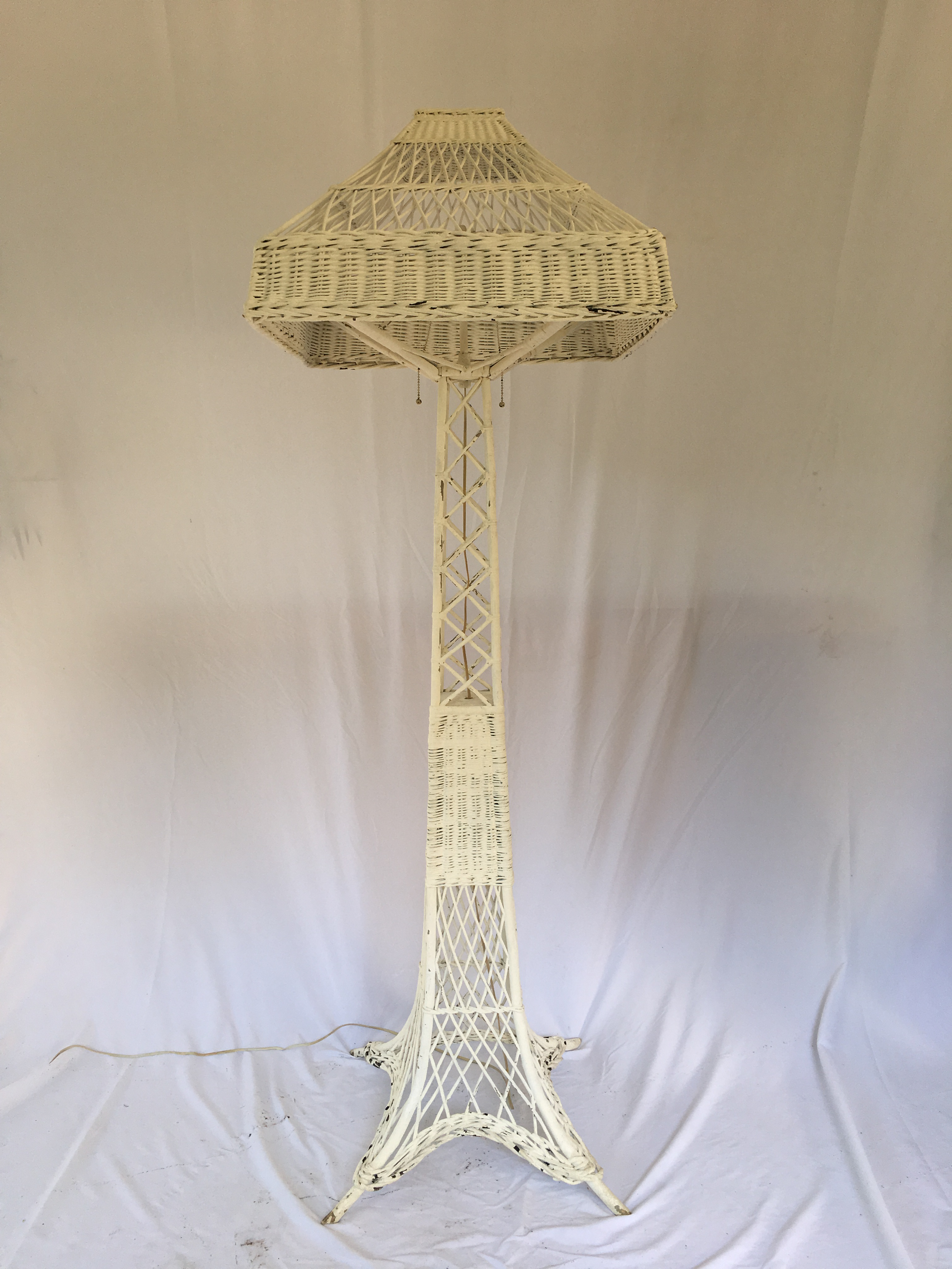 white wicker floor lamp