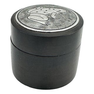 Hand Carved Wood Trinket Box For Sale