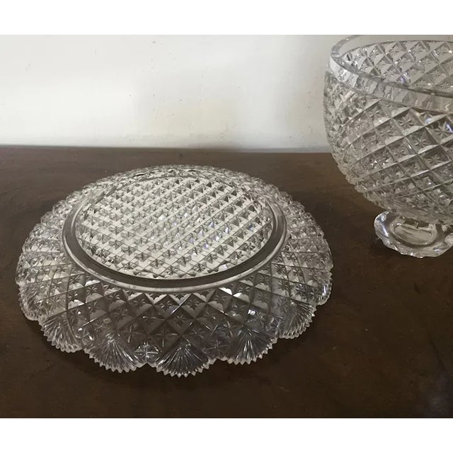 Transparent Antique 1890 American Glass Cut Crystal Cheese Dome & Tray For Sale - Image 8 of 12