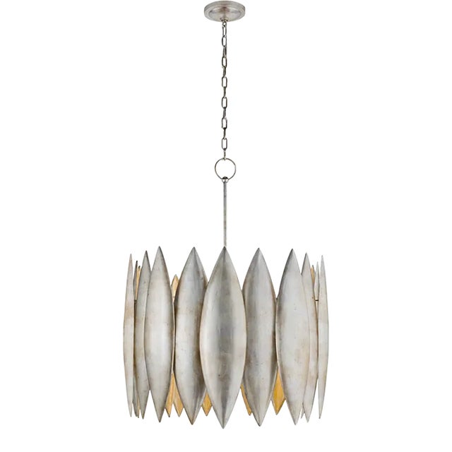 Barry Goralnick for Visual Comfort Signature Hatton Large Chandelier in Burnished Silver Leaf For Sale