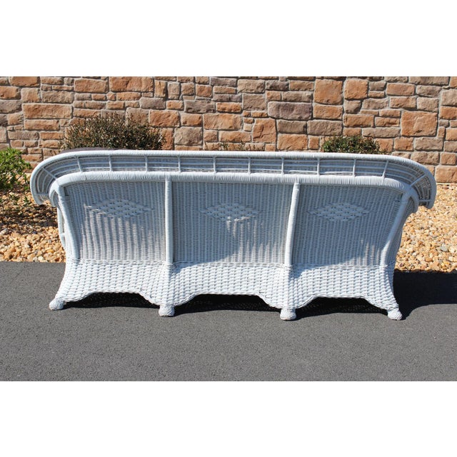 Art Deco Henry Link Braided Wicker Rattan Sofa For Sale - Image 3 of 18