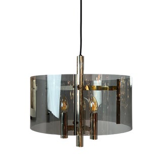 Hanging Lamp in Chrome and Smoked Acrylic For Sale