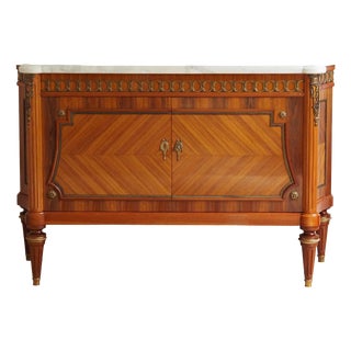 Louis XVI Sideboard with Marble Top, Wood and Bronze Fittings For Sale