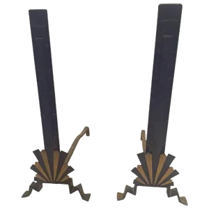 Art Deco Andirons in Black and Gold
