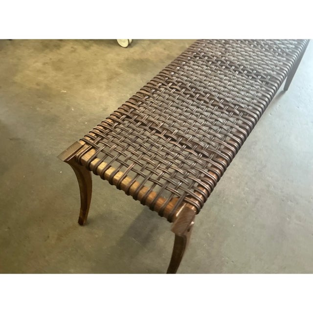 Mid Century Solid Walnut Klismos Ottoman For Sale - Image 4 of 8