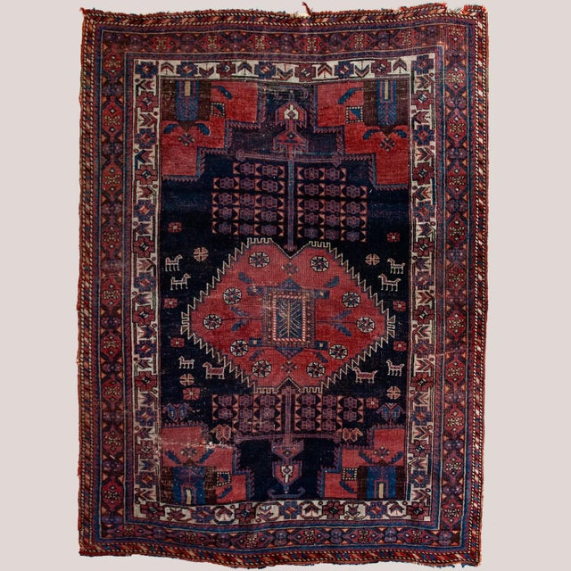 Textile Antique Tribal Afshar Rug in Hand-Knotted Wool, 1890s For Sale - Image 7 of 7