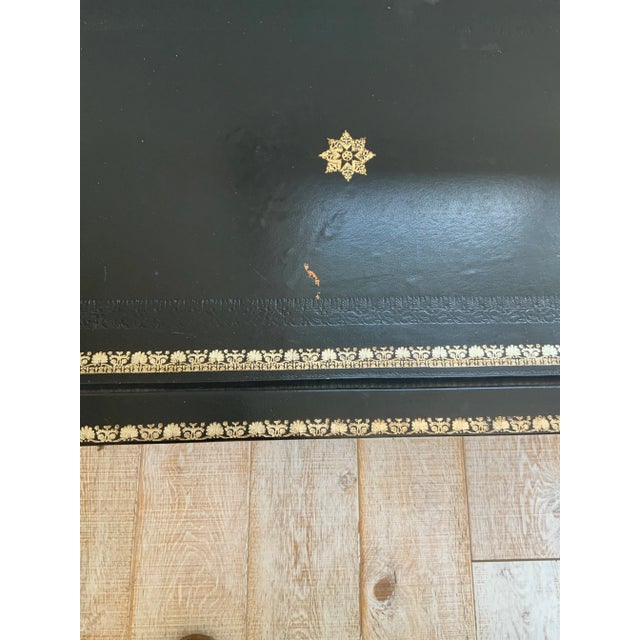 Maitland - Smith Maitland-Smith Black Leather Tray Table With Black Faux Bamboo Base For Sale - Image 4 of 9