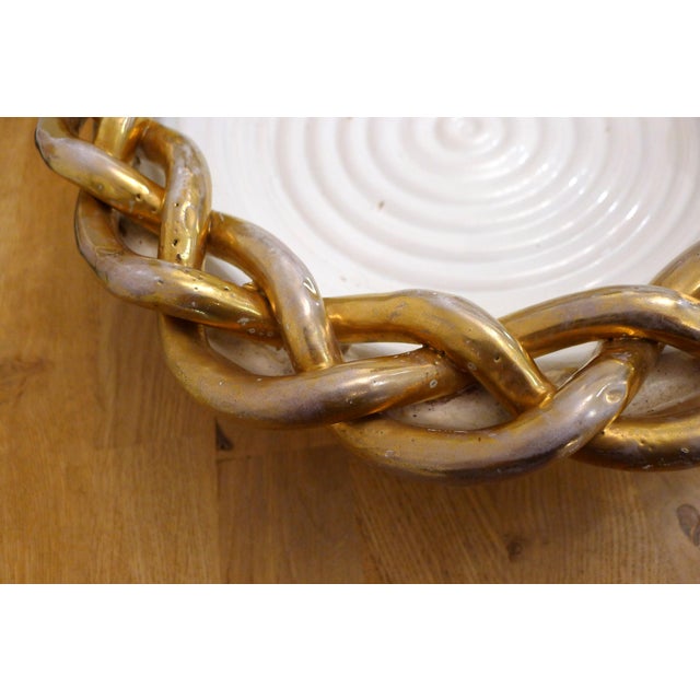 1950s Large Bowl with Wide Braided Rim in Ceramic by Emile Tessier, 1950 For Sale - Image 5 of 12
