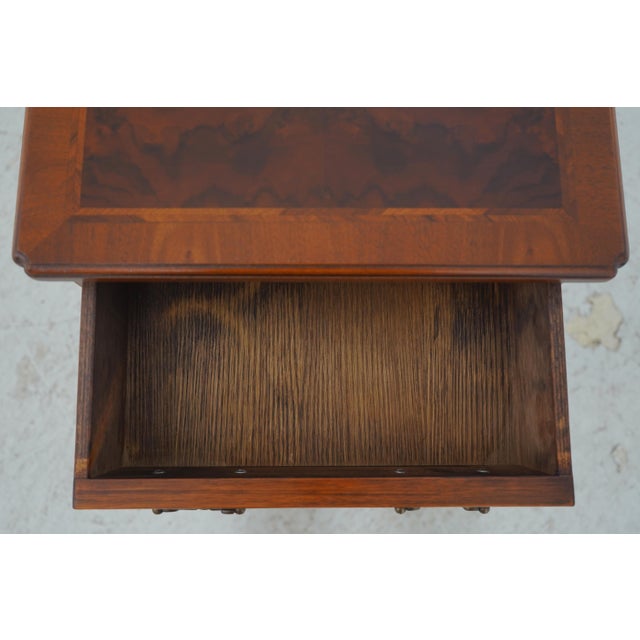 1970s Pair English George III Burl Walnut Chest Nightstands For Sale - Image 5 of 16