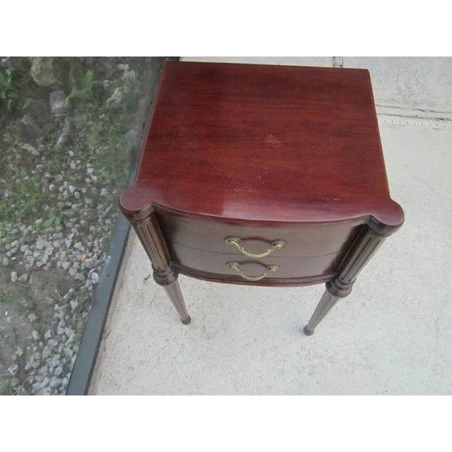 Vintage Wood Side Table in Solid Dark Tone 2 Drawer by John Stuart Co