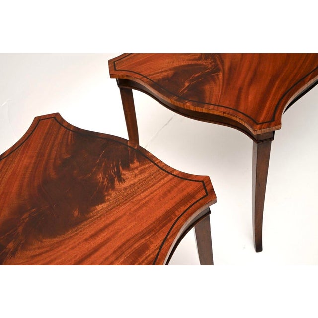 Wood Vintage Regency Inlaid Side Tables, 1930, Set of 2 For Sale - Image 7 of 11