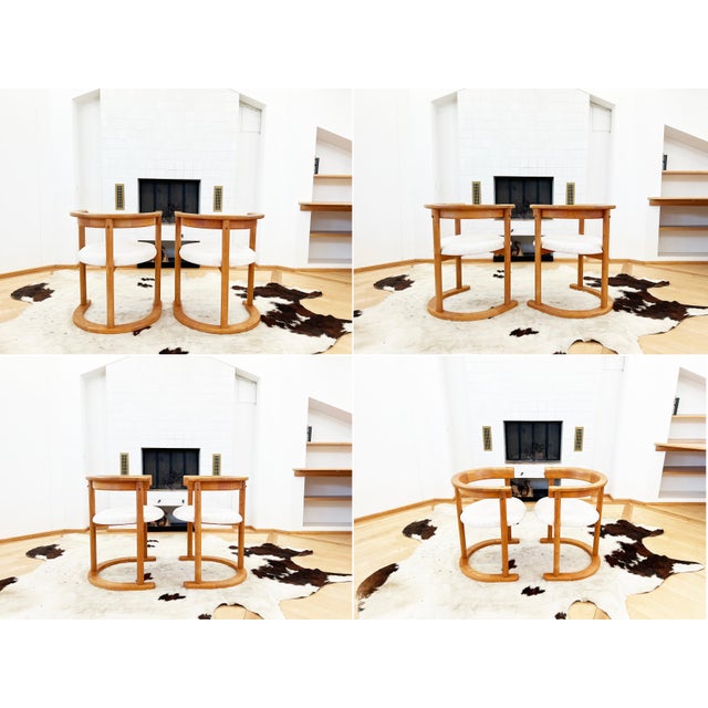 Brutalist 1970s Round Post Modern Brutalist MCM Beech Dining Table + 6 Chairs, 9 Pcs Set For Sale - Image 3 of 16