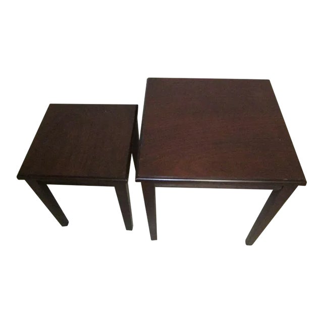 1970s Vintage Nesting Tables Dark Color by Bombay Set of Two For Sale