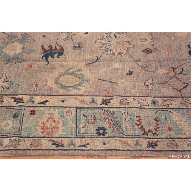 Soft Neutral Room Size Modern Turkish Oushak Design Area Rug For Sale In New York - Image 6 of 6