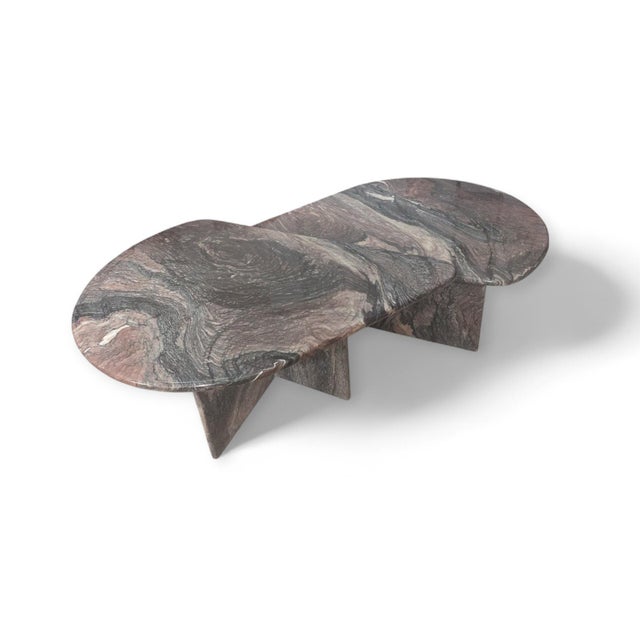 1980s Vintage Italian Coffee Tables in Brown Scorpion Marble, 1980s, Set of 2 For Sale - Image 5 of 12