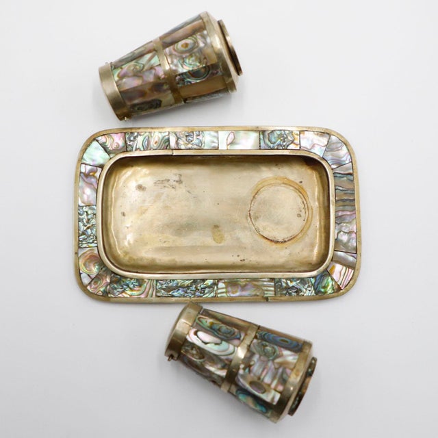 Vintage Mexican Abalone Accessories - Set of 5 For Sale - Image 6 of 6