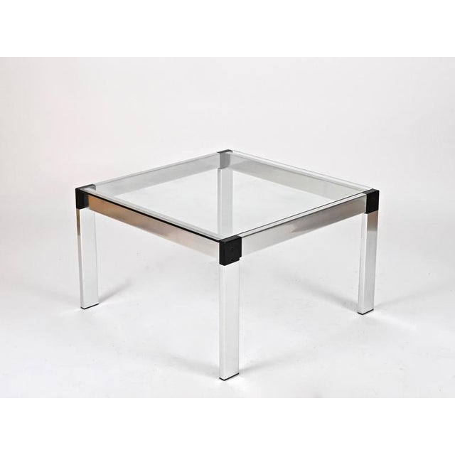 Square Coffee Table in Aluminum and Glass by Gae Aulenti, Italy, 1970s For Sale - Image 6 of 12