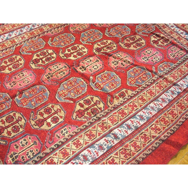 Rustic 1900s Red Paisley Rustic Antique Turkish Oushak Rug 5' X 6'9" Handknotted Wool Carpet For Sale - Image 3 of 6