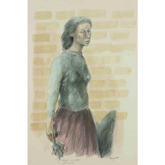 Domenico Purificato, Female Figure, Original Lithograph, 1970s For Sale - Image 6 of 6