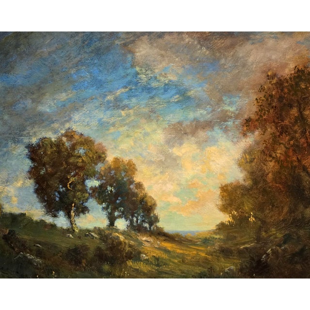 Robert Crannell Minor–Landscape at Sunset–19th Century American Tonalist Oil Painting For Sale In Los Angeles - Image 6 of 11
