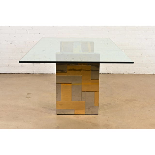 Paul Evans for Directional Cityscape Chrome and Brass Pedestal Dining Table, 1970s For Sale - Image 9 of 10
