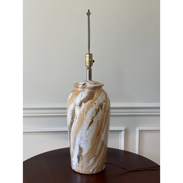 Mid -Century Modern Hand Painted Table Lamps - A Pair For Sale - Image 13 of 15