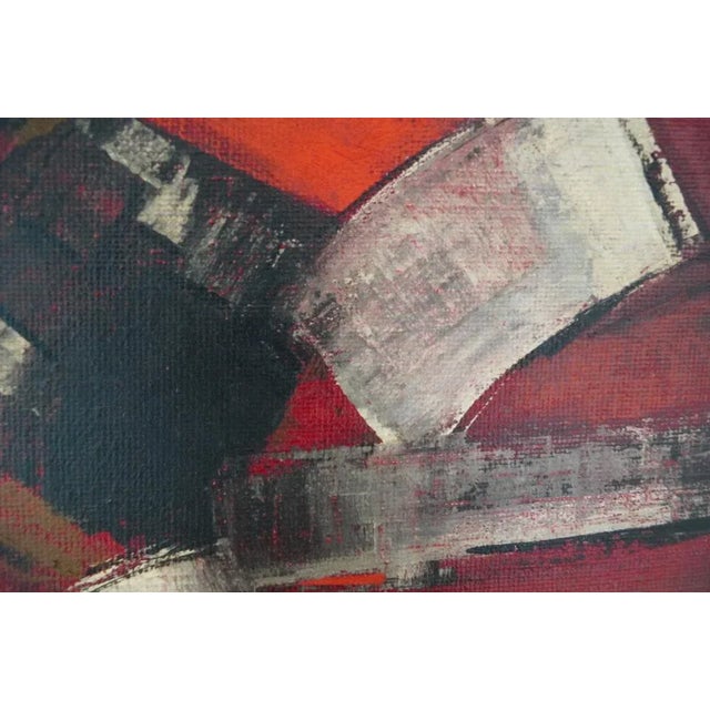 1960s Maurice Boel, Red Abstract Composition, Belgium, 1964, Oil on Canvas For Sale - Image 5 of 11