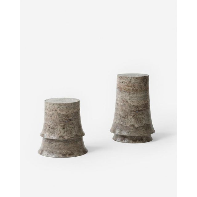 Travertine Low Stool by Pietro Franceschini For Sale - Image 4 of 6