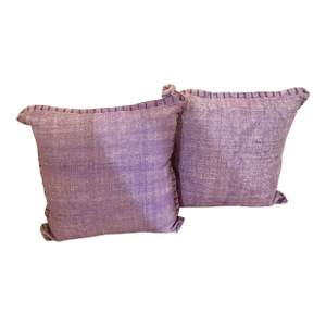 Pair of Lavender/Purple Pillows with Blanket Stitch Trim