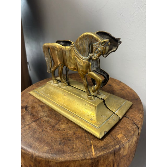 Metal Antique English Brass Bookend Doorstops For Sale - Image 7 of 11