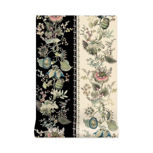 House of Hackney House of Hackney Flora Fantasia Wallpaper - Noir Stripe, Sample For Sale - Image 4 of 4
