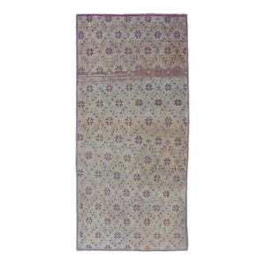 Vintage Turkish Oushak Konya-Tulu With Floral Blossoms and Latticework Design