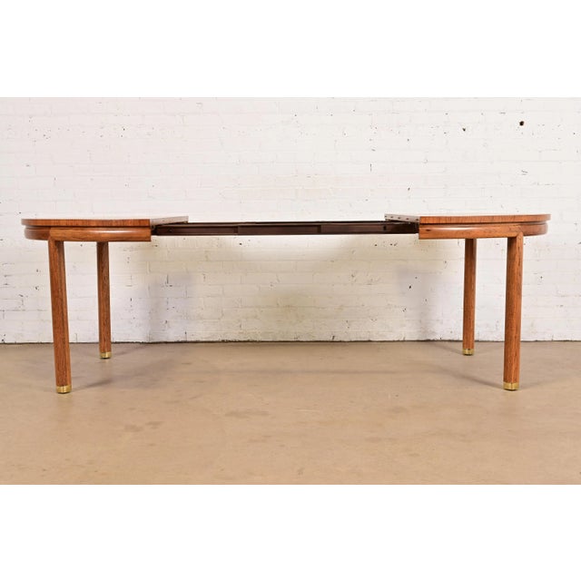 Henredon Mid-Century Hollywood Regency Pecan Wood Extension Dining Table, Newly Refinished For Sale In South Bend - Image 6 of 14